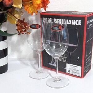 RIEDEL BRILLIANCE CRYSTAL TWO PIECE WINE GLASS SET SIZE 16oz. NWT